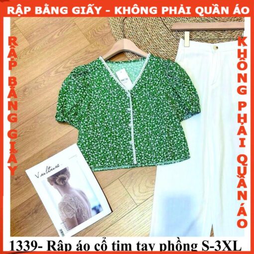 Rập áo cổ tim tay phồng mã 1339