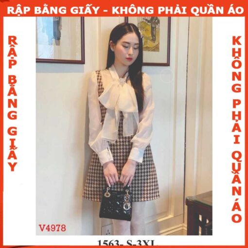 Rập giấy A0 mã 1563 - đầm tay phồng