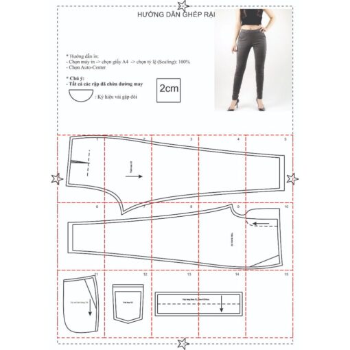 Rập giấy A0 mã 606 rập quần legging vải umi - Hình ảnh 3