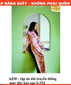 Alternative view of Rập giấy A0 áo dài truyền thống dây kéo sau mã AD30