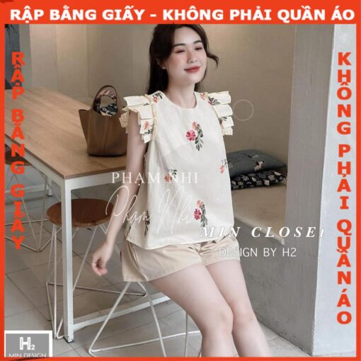 Rập giấy A0 mã 243 - bộ mặc nhà cánh tiên - Hình ảnh 3