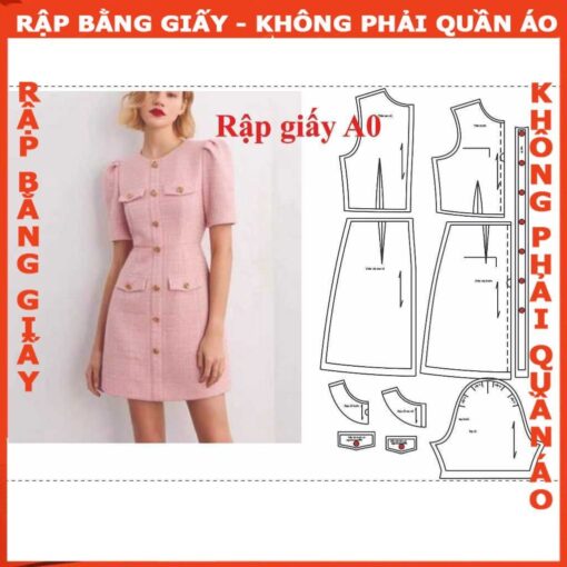 Rập giấy A0 mã 1400 - đầm dáng A
