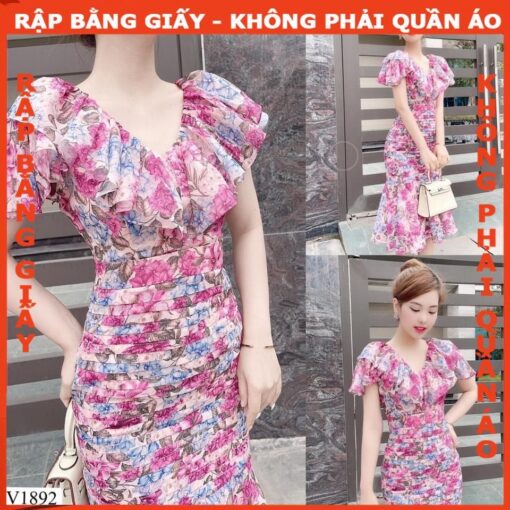Rập giấy A0 mã 1378 - đầm voan xếp