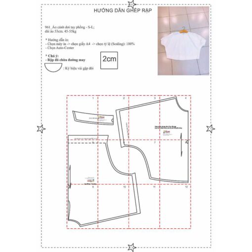 Rập giấy A0 mã 961 - áo cánh dơi - Hình ảnh 3