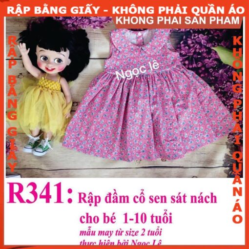 Rập giấy A0 đầm cổ sen sát nách mã R341 - Hình ảnh 2