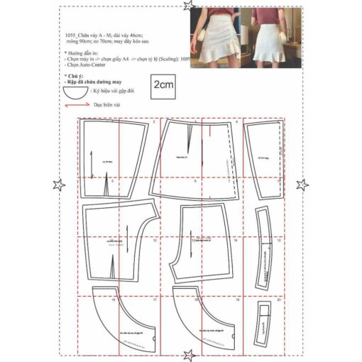 Rập giấy A0 mã 1055 - chân váy A - Hình ảnh 4