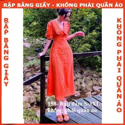Rập giấy A0 mã 158 - đầm cổ sen