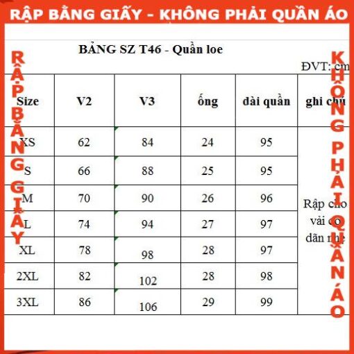 Rập giấy A0 mã T46 - quần loe nữ - Hình ảnh 4