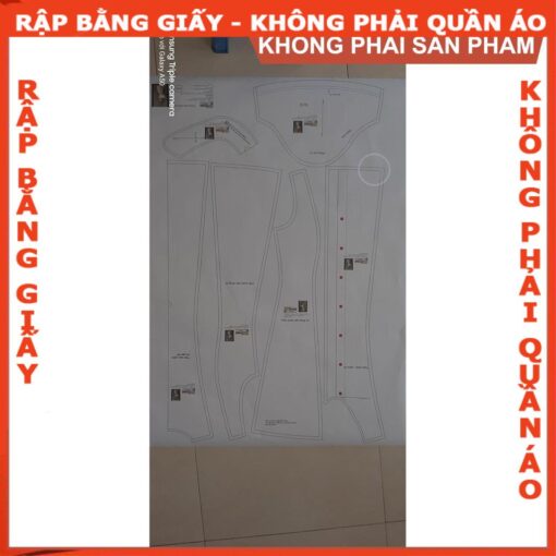 Rập  giấy A0 mã 722 - đầm cổ sen 7 mảnh - Hình ảnh 3