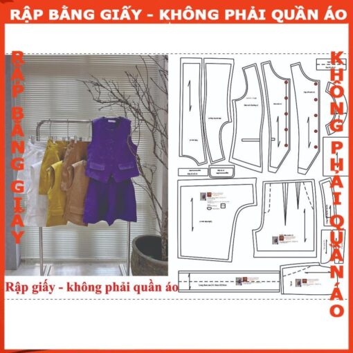 Rập giấy A0 bộ áo ghi lê, quần short sau thun mã 1726