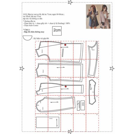 Rập giấy A0 mã 1418 - áo vest suông - Hình ảnh 4