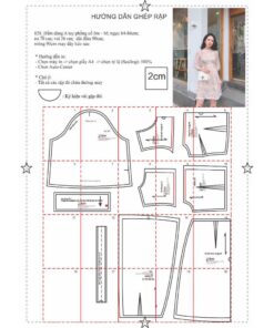 Alternative view of Rập giấy A0 mã 828 -  đầm dáng A tay lỡ