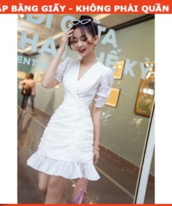 Rập giấy A0 mã 1071 - đầm rút nhún cổ tim