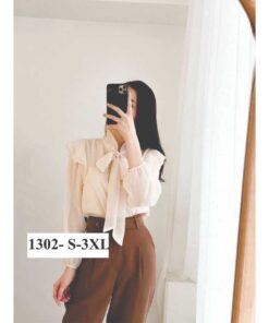 Rập giấy A0 mã 1302 - áo sơ mi cổ thắt nơ