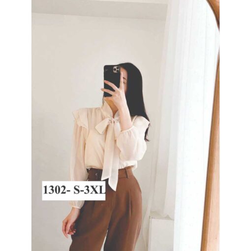 Rập giấy A0 mã 1302 - áo sơ mi cổ thắt nơ