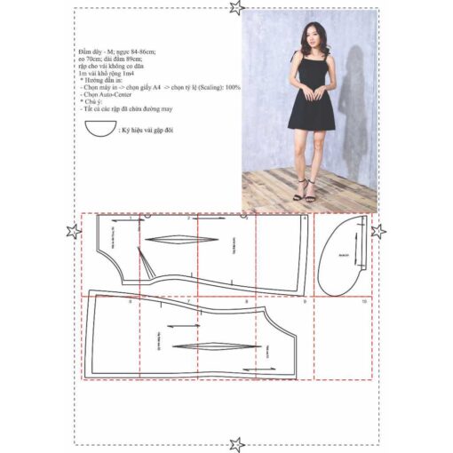 Rập giấy A0 mã 1576 - đầm dây - Hình ảnh 4