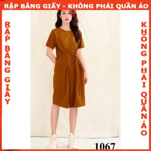 Rập giấy A0 mã 1067 - đầm thun nhún eo - Hình ảnh 4