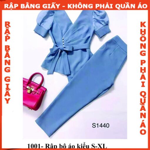 Rập giấy A0 bộ quần ống đứng áo kiểu mã  1001 - Hình ảnh 2