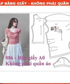 Rập giấy A0 mã 886 - áo thun cổ đổ xếp ly