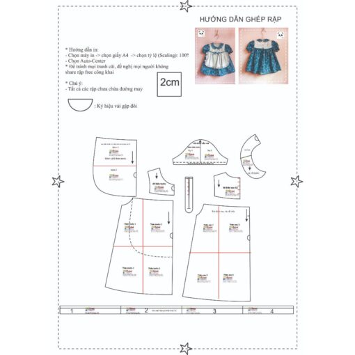 Rập giấy A0 đầm bé gái mã R227 - Hình ảnh 4