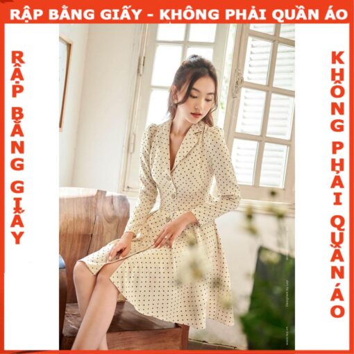 Rập  giấy  A0 mã 1144 - đầm cổ ve thắt nơ