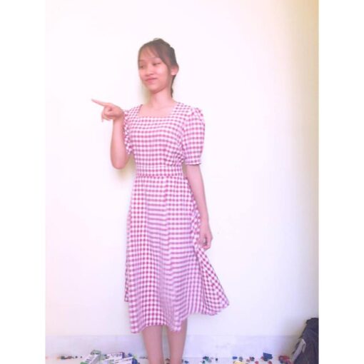 Rập giấy A0 mã 543 - đầm cổ vuông xếp ly eo - Hình ảnh 4