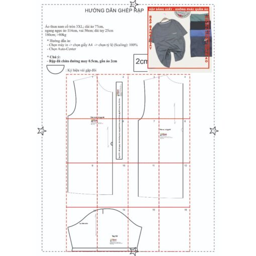 Rập giấy A0 áo thun cổ tròn nam mã B11 - Hình ảnh 2