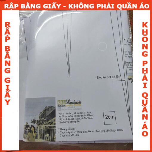 Rập giấy A0 may áo dài người lớn mã AD10 - Hình ảnh 6