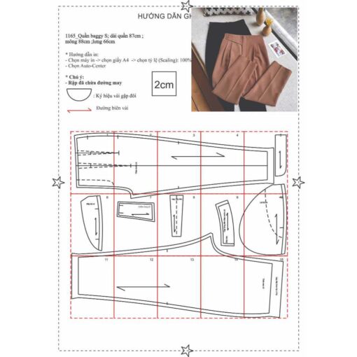 Rập giấy A0 quần bagy sau lưng thun mã 1165 - Hình ảnh 3