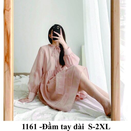 Rập giấy A0 đầm hồng tay dài mã 1161 - Hình ảnh 2