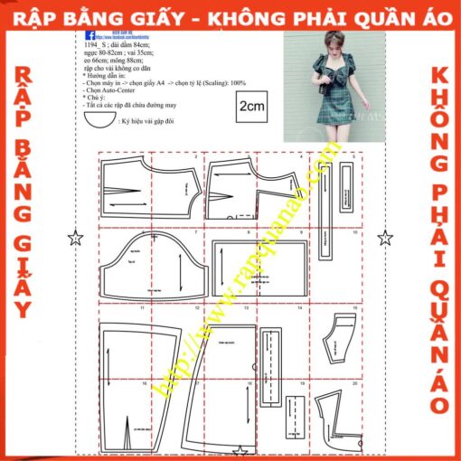Rập đầm dáng A cổ 5 góc 1194 - Hình ảnh 2