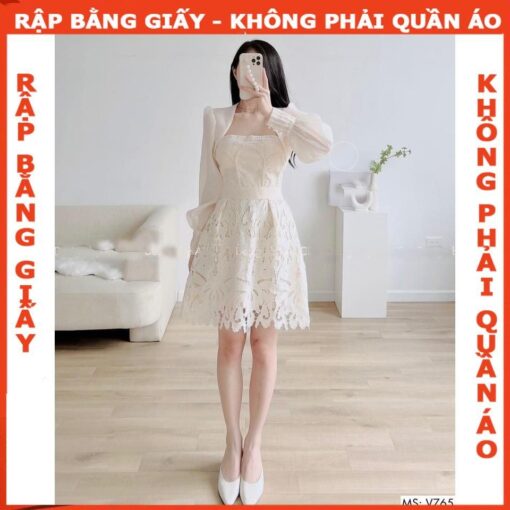 Rập giấy A0 mã 1572 - đầm ren tay dài