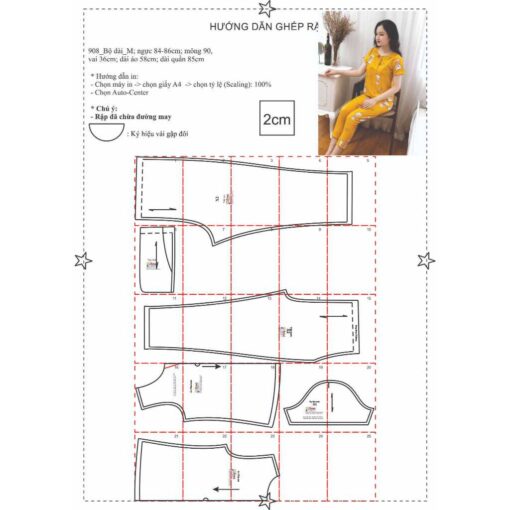 Rập giấy A0 mã 908 - bộ mặc nhà - Hình ảnh 2