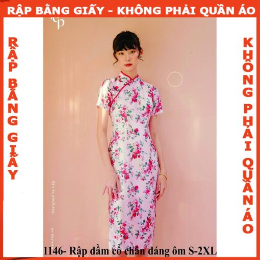Rập giấy A0 đầm cổ chân dáng ôm mã 1146-