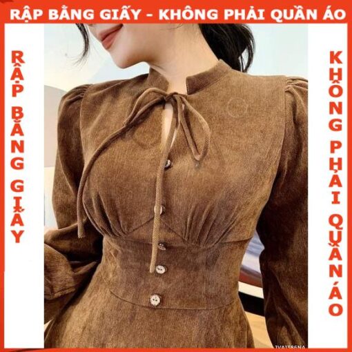 Rập giấy A0 mã 1441- đầm xòe cổ chân - Hình ảnh 2