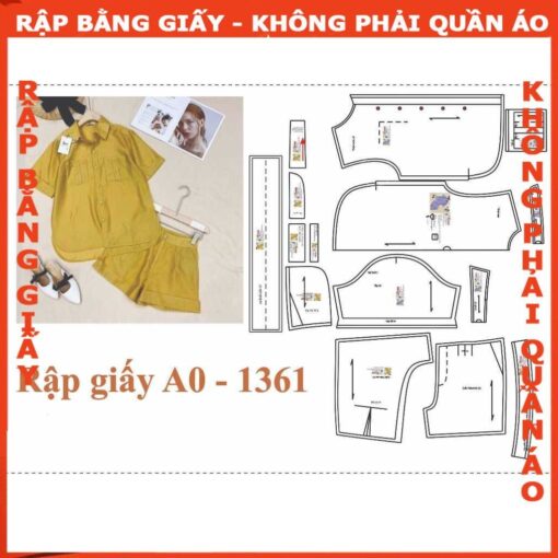 Rập giấy A0 mã 1361 - set sơ mi quần short
