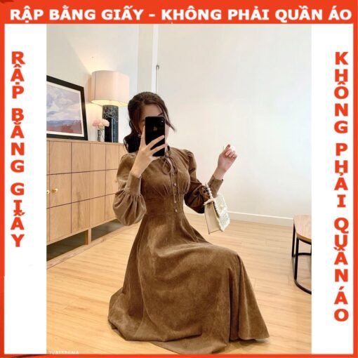 Rập giấy A0 mã 1441- đầm xòe cổ chân - Hình ảnh 3