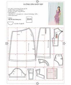 Alternative view of Rập giấy A0 mã 1216 - đầm dáng A cổ 5 góc