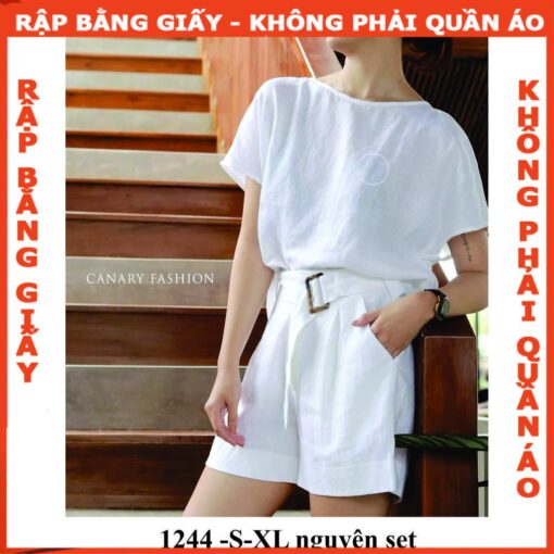 Rập set quần short và áo tay liền mã 1244 - Hình ảnh 2