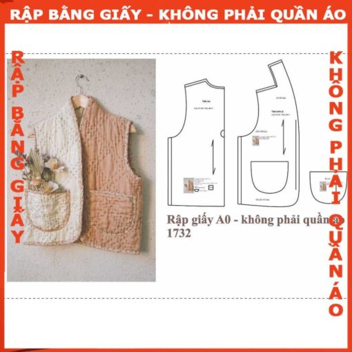 Rập giấy A0 áo chần bông ghi lê mã 1732