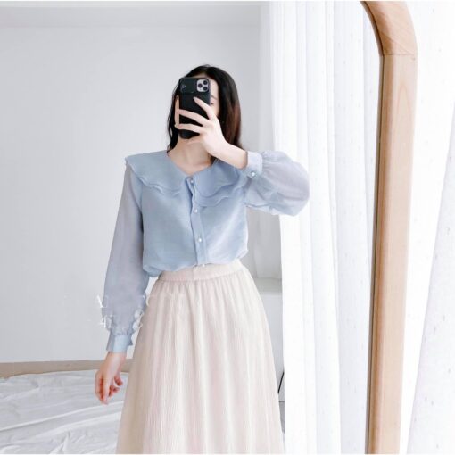Rập giấy A0 mã 1306 - áo cổ sen 2 lớp - Hình ảnh 2