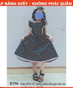 Rập mã R396 - đầm cổ vuông cho bé