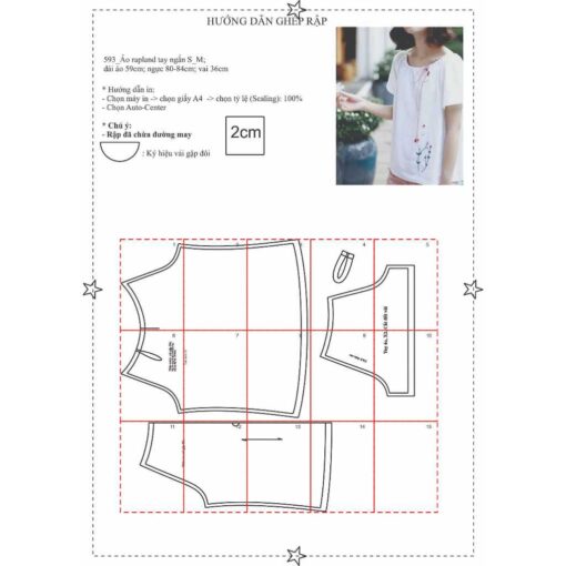 Rập giấy A0 mã 593 - áo tay ragland - Hình ảnh 2