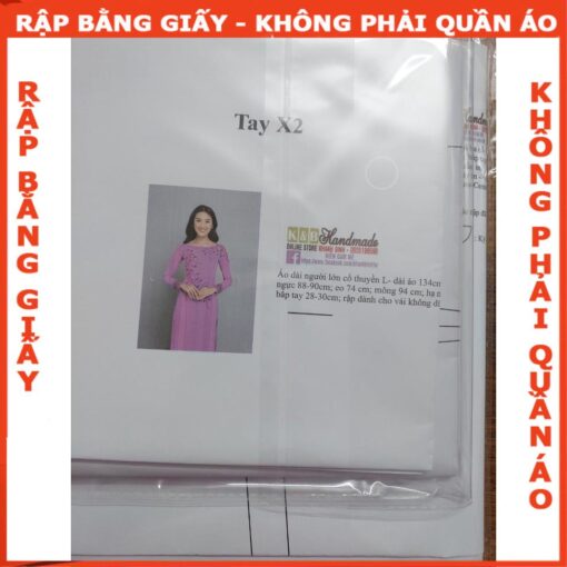 Rập giấy A0 áo dài cổ thuyền AD07 - Hình ảnh 7