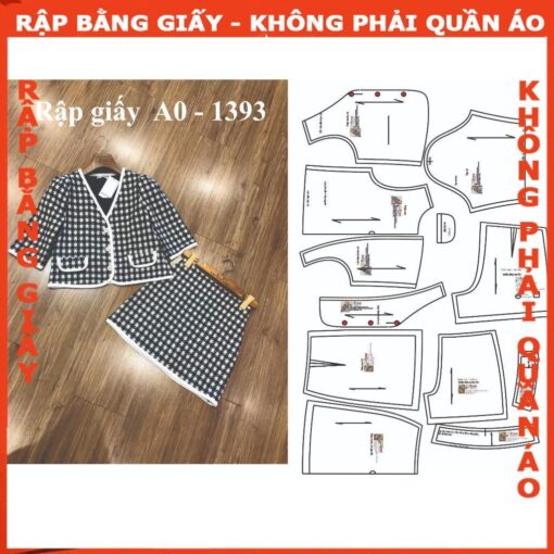 Rập giấy A0  set váy A và áo cổ tim 1393