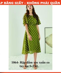 Rập giấy mã 1064 - đầm xoắn eo tay loe