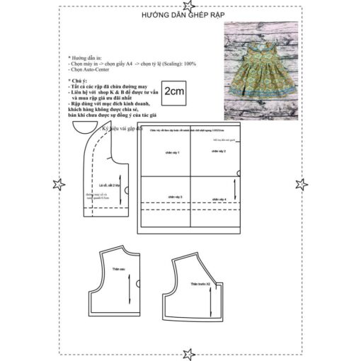 Rập giấy A0 đầm bé gái mã R306 - Hình ảnh 2