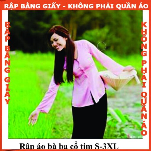 Rập giấy A0 mã AD34 - bộ bà ba người lớn cổ tim - Hình ảnh 2