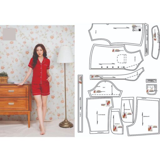 Rập giấy A0 mã 65 - bộ piyama đùi - Hình ảnh 2