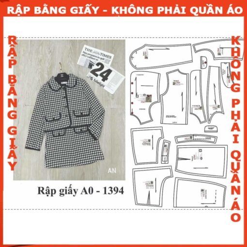 Rập giấy A0 set váy A áo cổ sen mã 1394